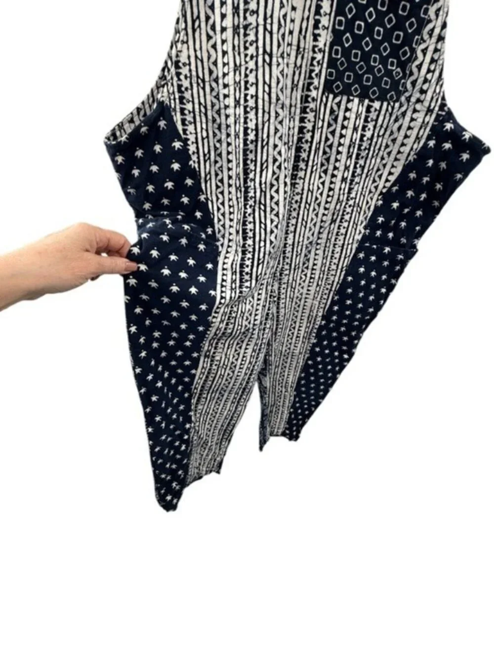 Webebop Kids Jumpsuit Girls M Blue White Patchwork Wide Leg Cotton Boho
